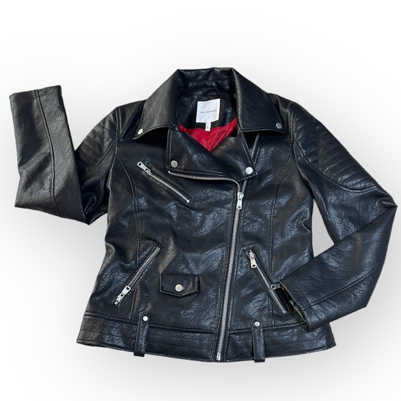 Avec Les Filles Faux Leather Motto Jacket - Picture 2 of 6
